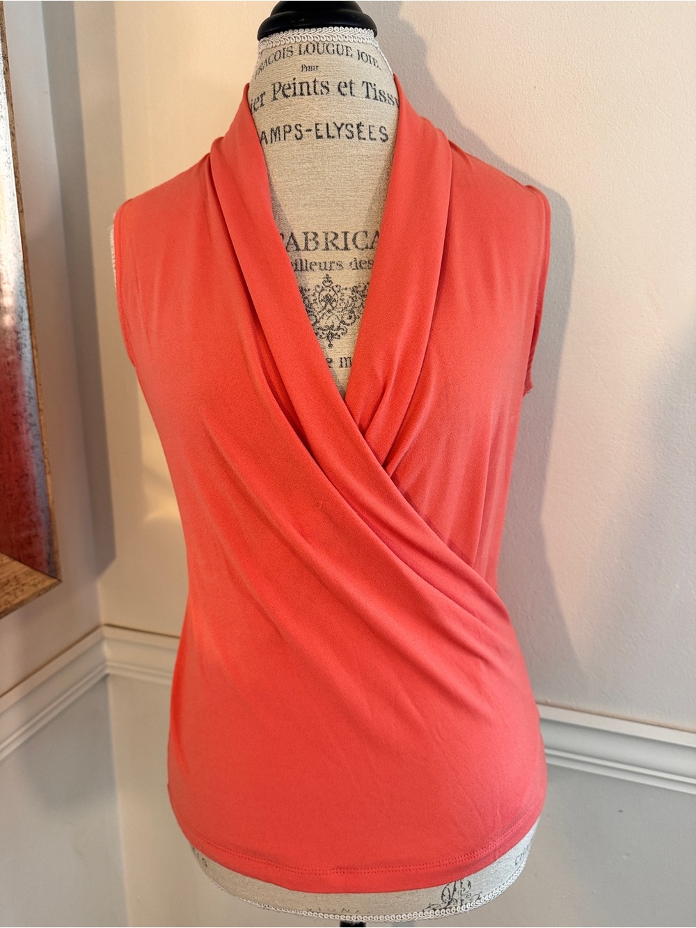 Tahari Coral Sleeveless Surplice Drape Top | Size Small